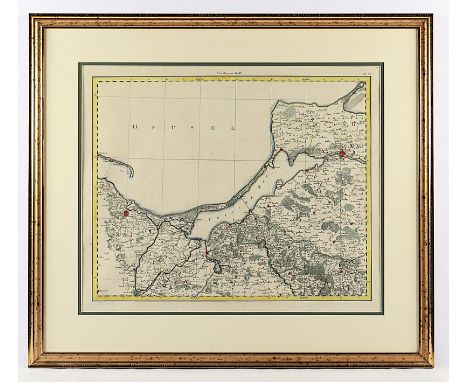 OSTPREUSSEN - FRISCHES HAFF - SAMLAND, kolorierter Kupferstich, 46 x 57, Ausschnitt der Ostseeküste von Danzig bis Königsberg