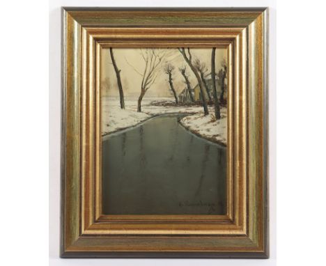 Rasenberger, Gernot (*1943), "Winterlandschaft", Öl/Lwd., 24 x 18, unten rechts signiert, R. 