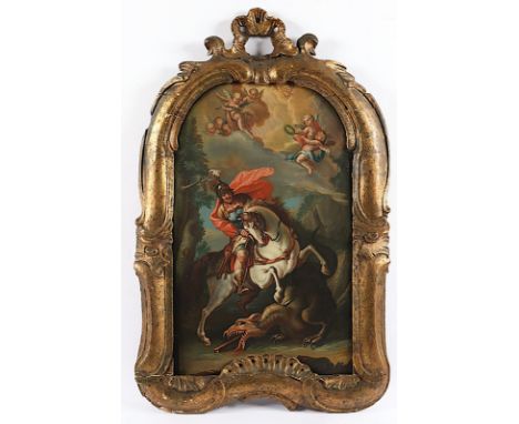 SAKRALMALER DES 18.JH., "Hl. Georg", Öl/Lwd., 60 x 35, doubliert, R. 
