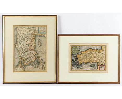 Türkei, zwei kolorierte Kupferstiche, bis 33 x 23, wohl Janssonius, 17.Jh., R. 