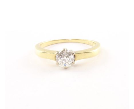 SOLITÄRRING, 585/ooo Gelbgold, besetzt mit einem Brillanten von ca. 0,60 ct., k - si, 3,7g 