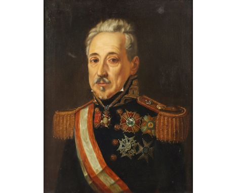 PORTRAITMALER M.19.JH., "Bildnis eines ranghohen Militärs", Öl/Lwd., 61 x 47, rest., R.  