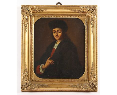 PORTRAITMALER WOHL 17.JH., "Bildnis eines Mannes", Öl/Lwd., 23 x 20,5, auf Holz aufgezogen, R. 