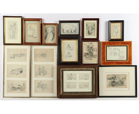 VOLTZ, Ludwig (1825-1911), "Zwanzig Studien", vornehmlich Tierzeichnungen, diverse Techniken, bis 11 x 16, ein Blatt signiert