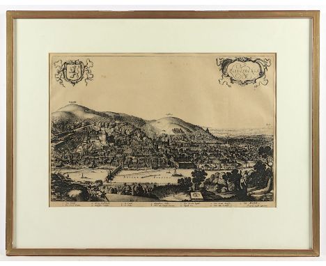 Heidelberg, "Heidelberga", Kupferstich, 31 x 47,5, von Wenzel Hollar nach Merian, verlegt bei von F. de Wit, Amsterdam, um 16