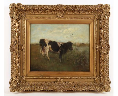 WILLARIS (Maler E.19.Jh.) "Kuh auf der Weide", Öl/Lwd., 35 x 41,5, unten links signiert, R. 