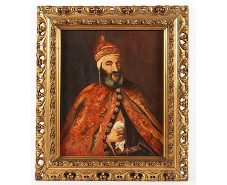 TIZIAN (1488/90-1576), Kopie 2.H.20.Jh. nach, "Bildnis des Dogen Marcantonio Trevisani", Öl/Hartfaser, 36 x 30, R.  