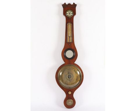 WETTERSTATION, Mahagoni, besch., mit Baro- und Thermometer, Hygrometer erg., H 94, England, E.19.Jh. 