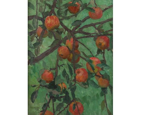 WESTERFRÖLKE, Paul (1886-1975), "Apfelbaumzweige", Öl/Lwd., 64 x 50, auf Platte aufgezogen, unten links signiert und "1913" d