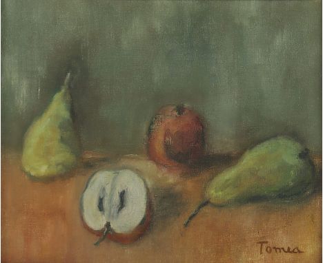 TOMEA, Firenzo (1910-1960), "Stilleben mit Äpfeln und Birnen", Öl/Malplatte, 24 x 30, unten rechts sign., R. 