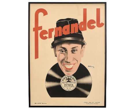 Werbeplakat für die Polydor-Schellackplatte "Octavie" von Fernandel, 1932Original-Plakat-Lithographie von Jean-José, Druck vo