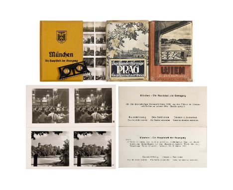 3 Raumbild-Alben München, Prag und Wien, 1937-43Raumbild-Verlag Otto Schönstein, Diessen bzw. München. Alle Alben mit komplet