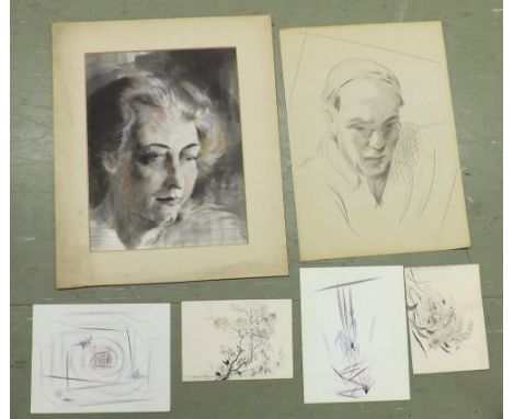 Georg Mayer-Marton (1897-1960) - self portrait, charcoal study, 19.5" x 13.5", unframed; together with by the same hand - bus