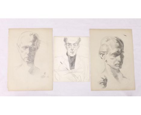 Georg Mayer-Marton (1897-1960) - self portrait, work in pencil on paper, 14" x 11"; together with two further pencil bust stu