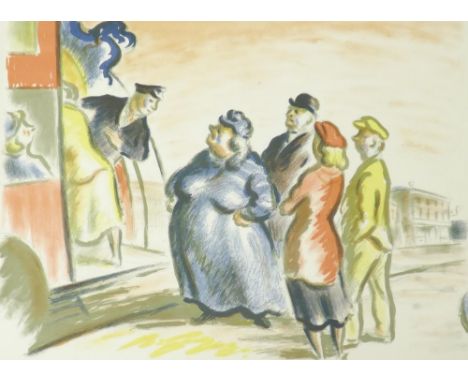 Edward Ardizzone (1900-1979) - 'The Bus Stop', published by Contemporary Lithographs Limited, London, commissioned by John Pi