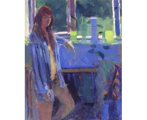Bo Hilton (b. 1961) - 'Portrait of Jasmine', signed, oil on board, 12" x 10", framed