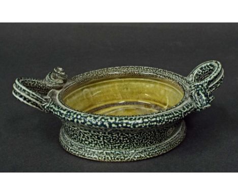 Wally Keeler - twin handled dish, 8" wide