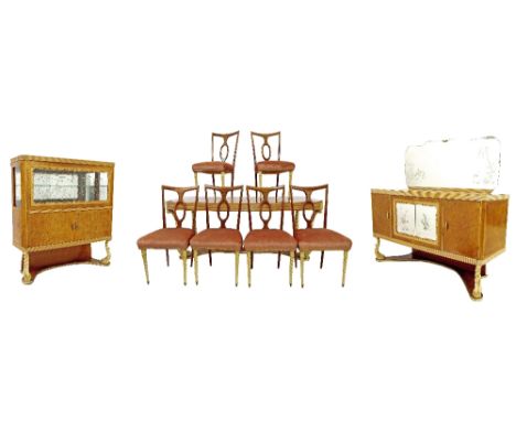 Pierluigi Colli (1895-1968) - rare and unusual Italian dining suite comprising mirror back sideboard and drinks cabinet with 