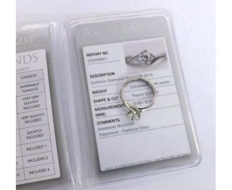 (ms1944) 18k white gold solitaire diamond ring, round brilliant-cut, 1.06ct approx, ring size K  *with Anchor mini certificat