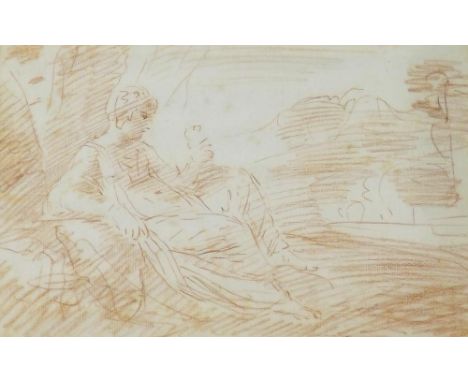Prince Hoare (1755-1834) - Study of a reclining female figure beside a tree, inscribed on a later label verso with the artist