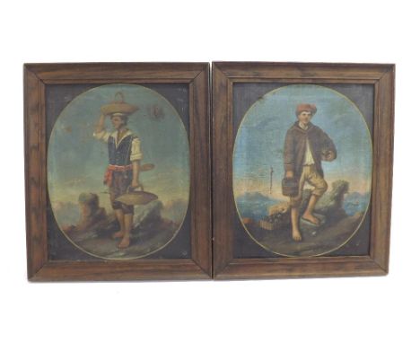 Neapolitan School (19th/20th century) - Portrait of an Italian peasant boy carrying baskets, portrait of an Italian peasant f