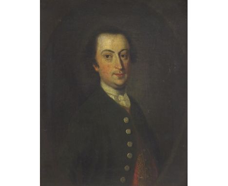 English School (18th/19th century) - Portrait of a gentleman, half length wearing a brown coat and cream stock, inscribed ver