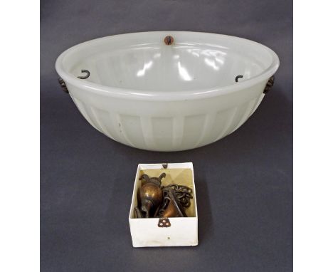French opaline glass ceiling light (plaffonier), 17.5" diameter