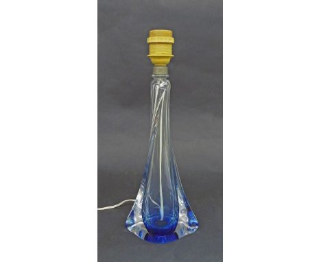 1960s art glass table lamp, 15" high