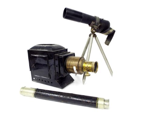 Telescope by Chas J Gaaupp & Co, 17.5" long; together with a Prismatic-Telescope by Charles Frank and a magic lantern (3)