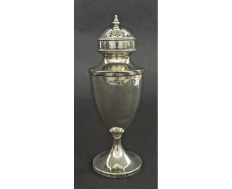 Regency style silver baluster sifter, maker Harrison Brothers & Howson, London 1906, 8.5" high, 7.5oz approx