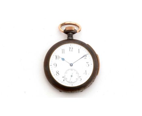 Stauffer &amp; Co, Switzerland: an early 20th Century gun-metal cased repeater pocket watch, the open face showing white enam