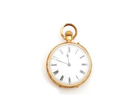 An 18ct yellow gold cased Swiss fob watch, the white enamel roman dial fitted crown-wound movement, the case numbered 72650 a
