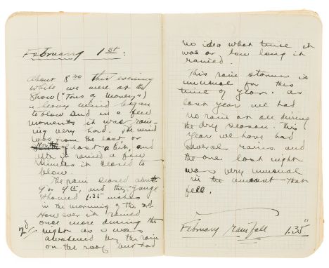 South America.- Venezuela.- Rain fall diary, manuscript, 113pp. excluding blanks, slightly browned, original blind-stamped ro