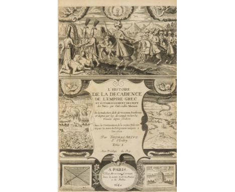 Chalcocondyles (Laonicus) Histoire Generale des Turcs, 2 vol., half-titles, additional engraved titles, printed titles in red