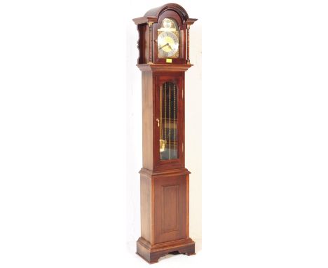 A&nbsp; mahogany cased Tempus Fugit Longcase / grandmother clock. Mahogany veneer case with glass fronted hood with inset bra