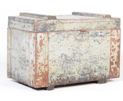 A vintage 20th Century painted oak tool chest box - ideal as a coffee table conversion. The chest&nbsp; having a hinged lid w