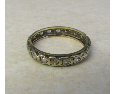 15ct gold full eternity ring with paste stones size O/P weight 2.2 g