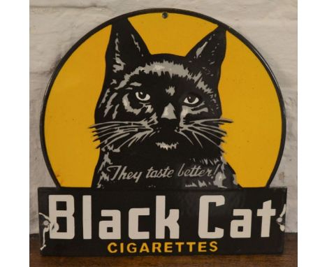 Black Cat cigarettes enamel sign Ht 31cm W 31cm