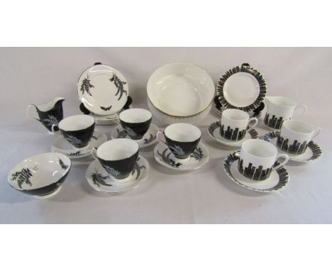 Royal Albert 'Night &amp; Day' teacups and saucers - Royal Albert 'Athena' dish - Royal Grafton 'Madison' teacups and saucers