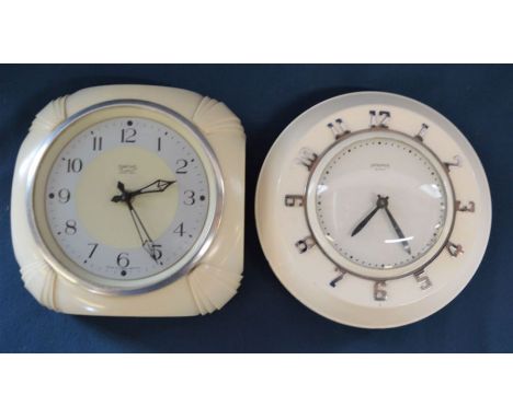 8 day vintage Smiths bakelite wall clock &amp; a 8 day Ingraham cream wall clock