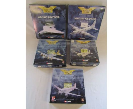 5 Corgi 'The Aviation Archive' diecast aircraft - 1st issue Avro Vulcan XL321 48302 - Bristol Britannia253/CMK1 XM-496 48504 