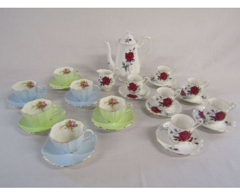 A set of 6 Foley bone china cups and saucers and Royal Albert 'Sweet Romance' Coffee set&nbsp;