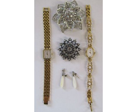 Rotary ladies watch, Accurist ladies watch 2 brooches and a pair of earrings&nbsp;