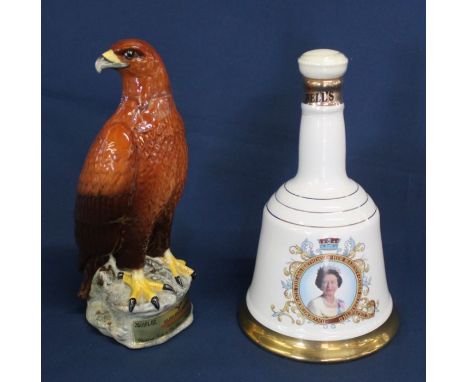 Bell's Scotch Whisky 60th Birthday of Queen Elizabeth II commemorative bell decanter (full), Beneagles Scotch Whisky Golden E