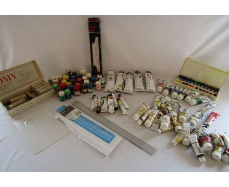 Collection of vintage paints and artist materials to include Winsor &amp; Newton, Rowney etc