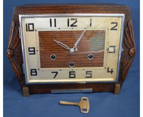 Art Deco mantel clock with Westminster chime Ht 22cm