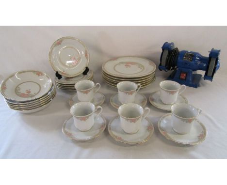 Chinese Ming part dinner service and a Tooltronix bench grinder PTL-70