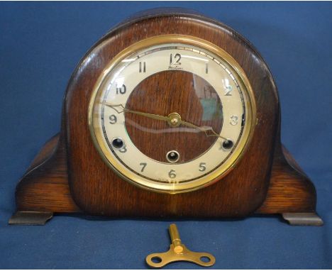 Bentima mantel clock with Westminster chime &amp; platform escapement Ht 22cm L34cm