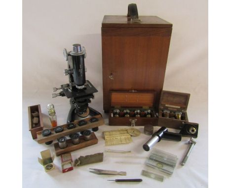 Ben Franks Hull Ltd microscope - London Model 21377 Beck London - with wooden case and accessories&nbsp;