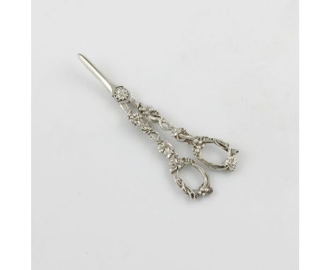 A pair of Victorian silver grape scissors, by Hayne and Cater, London 1857, with vine handles, ring handles, length 18.5cm, a